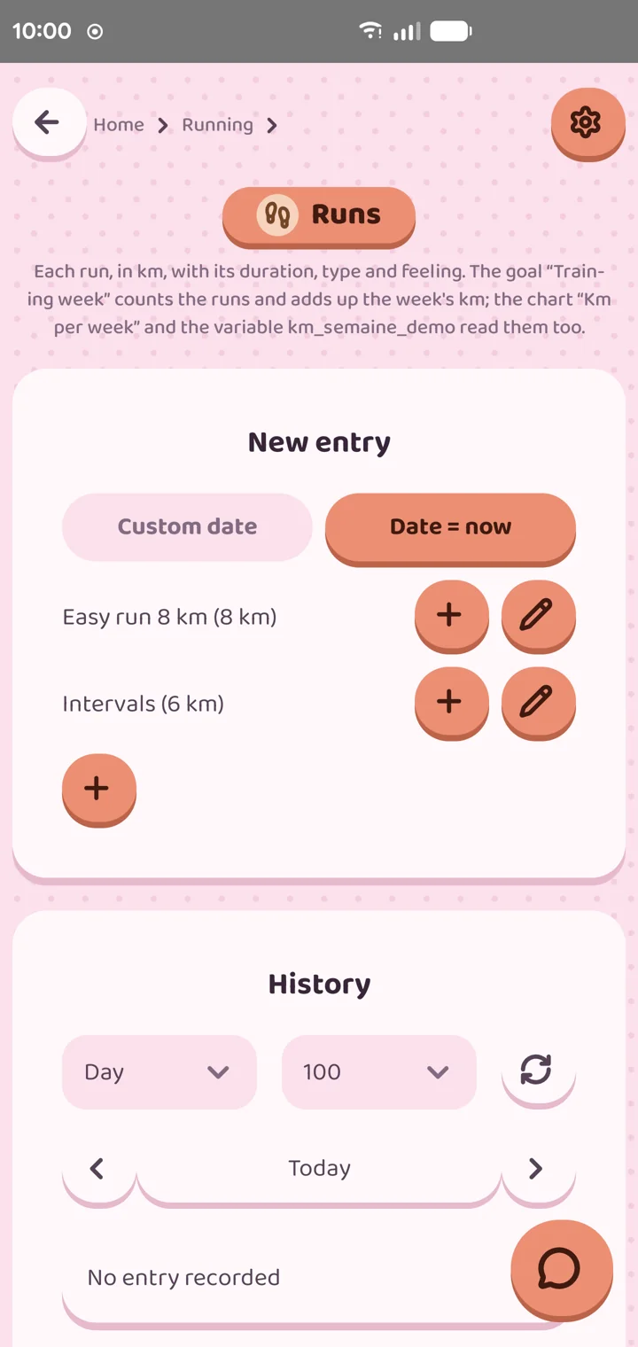 Un outil Suivi dans l'app