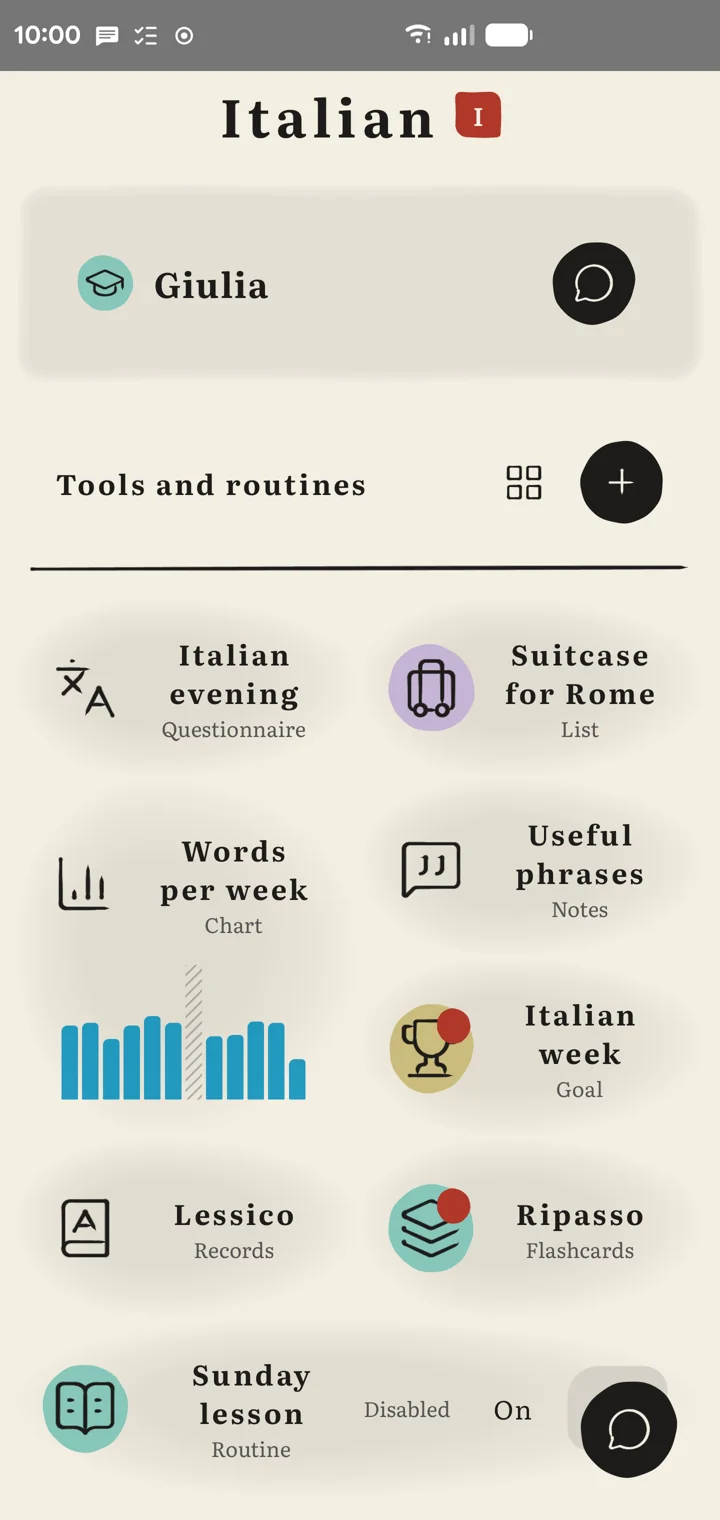 La zone Italien de la démo, ses outils en tuiles
